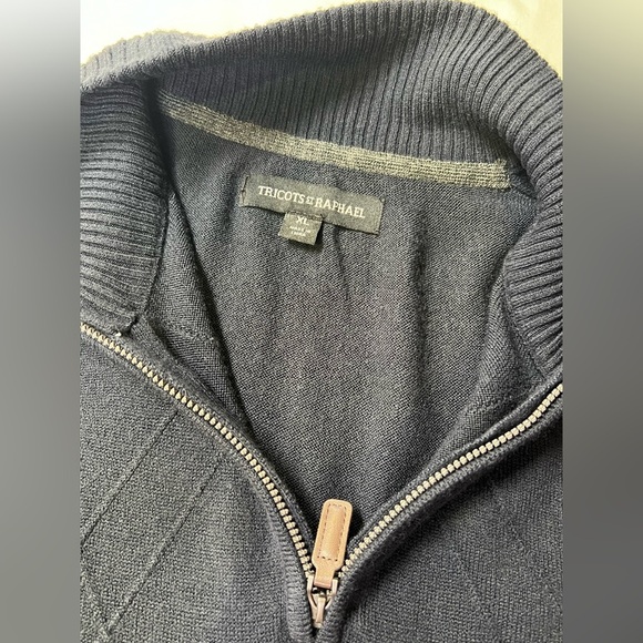 TRICOTS ST. RAPHAEL Men’s navy 1/4 zip pullover sweater size XL - Picture 9 of 13
